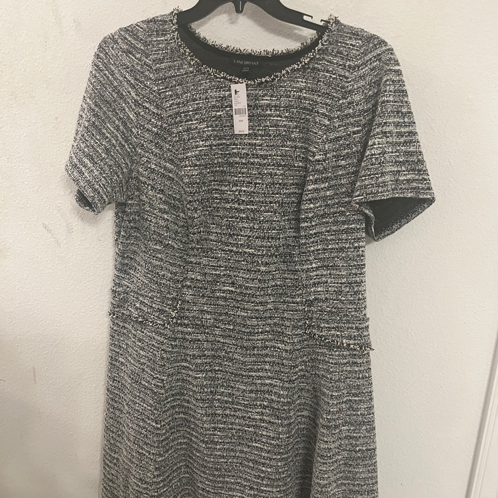 Chic Black and Gray Tweed Dress